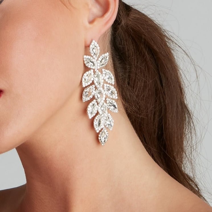 One For Glam Marquise Evening Prom Earrings-VESSFUL