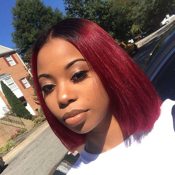 blunt cut closure bob