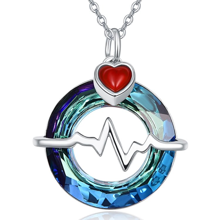S925 Heartbeat Crystal Circle Necklace