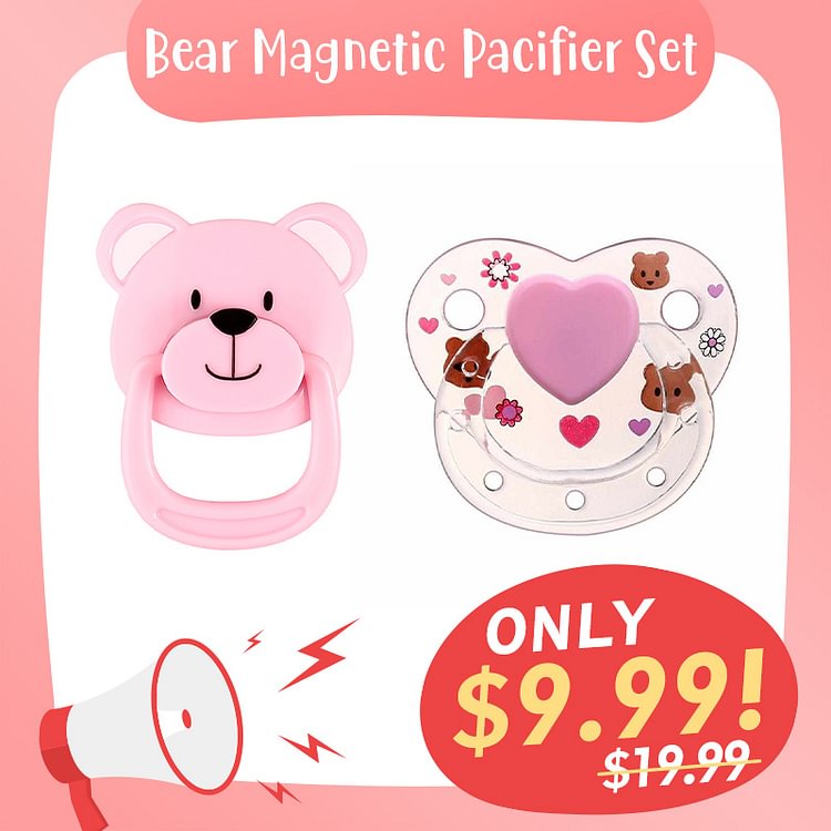  Pink Bear Reborn Dolls Magnetic Pacifier 2 Piece Set Safest Reborn Baby Doll Accessories - Reborndollsshop.com®-Reborndollsshop®