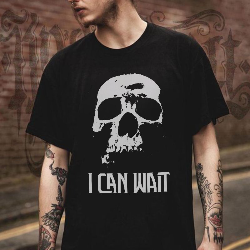 I Can Wait Printed Men's Black T-shirt - Cloeinc