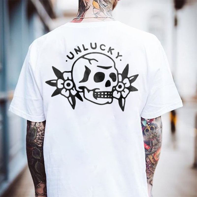 Unlucky Skull Printed Casual Men's T-shirt - Krazyskull