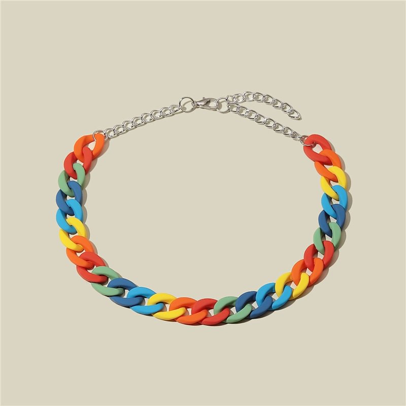 Acrylic Rainbow Chain Resin Necklace / Techwear Club / Techwear