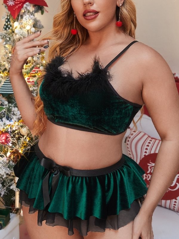Christmas Three-point Green Lingerie -Icossi