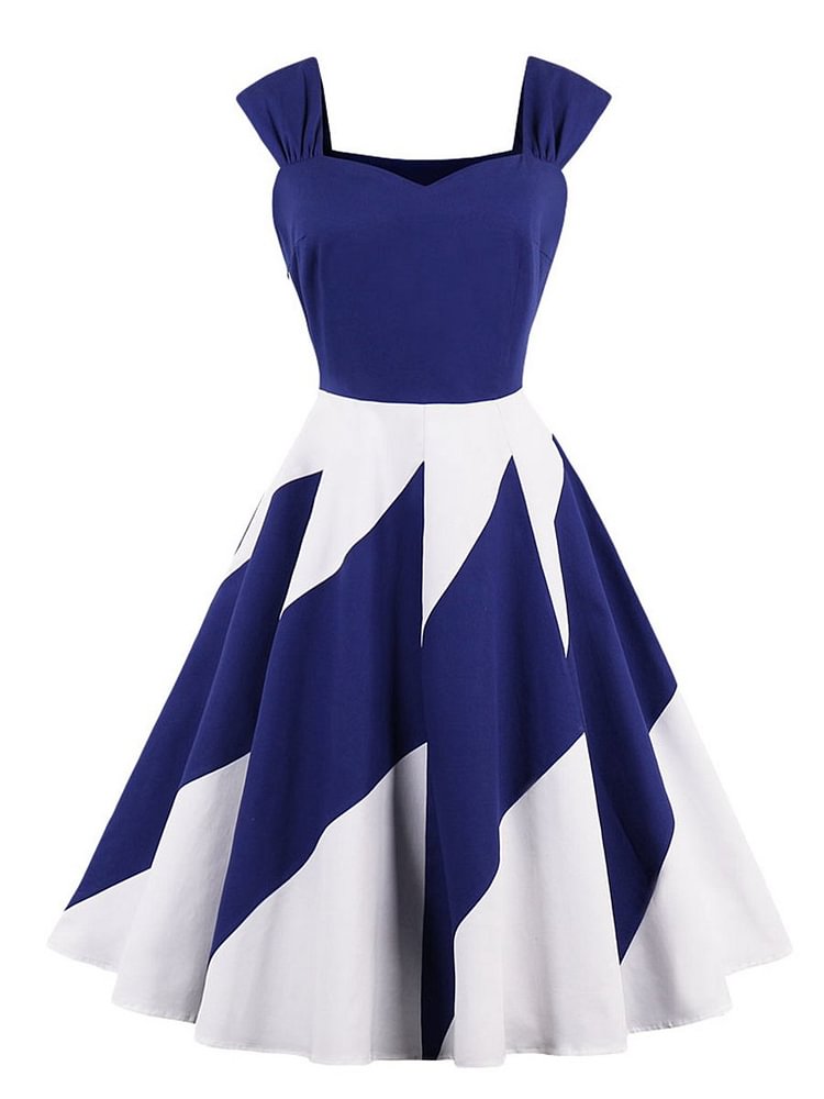 Mayoulove Slip Dress Color Block Elegant Trendy Dress for Women-Mayoulove
