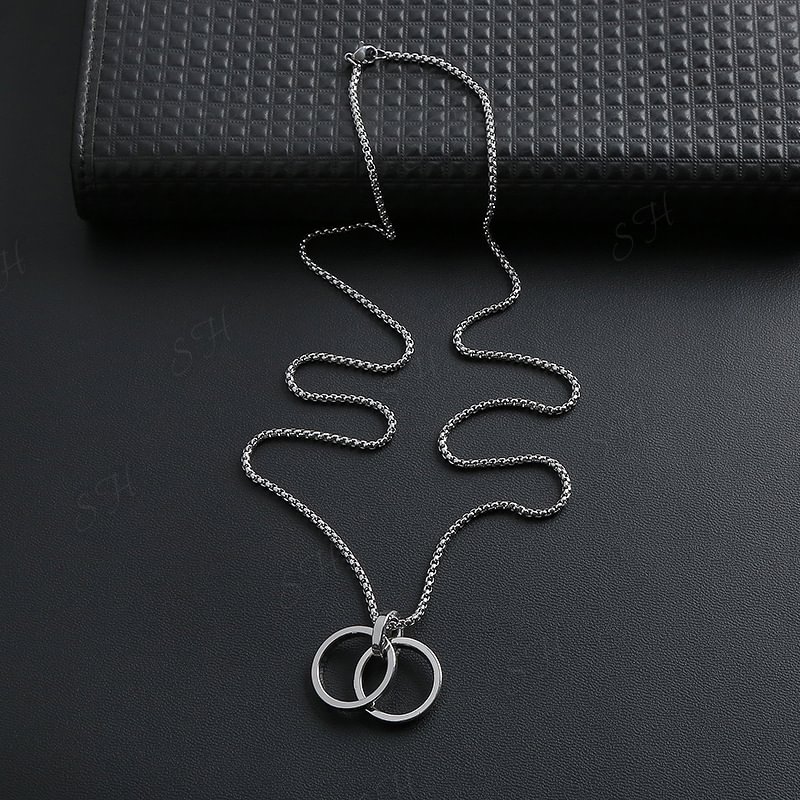 European And American Explosive Hip Hop Personality Jumping Di Three Circle Couple Ring Necklace / Techwear Club / Techwear