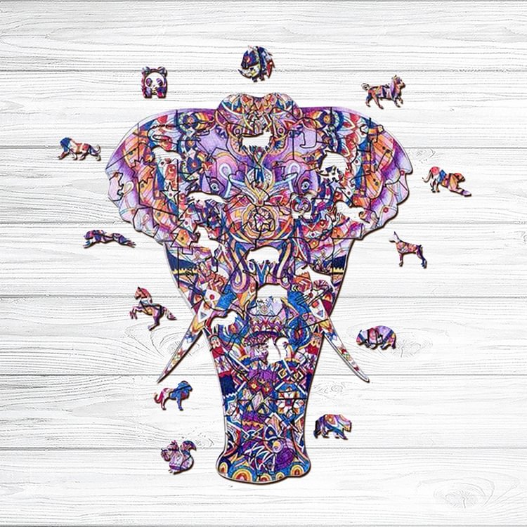 Purple Elephant Wooden Jigsaw Puzzle