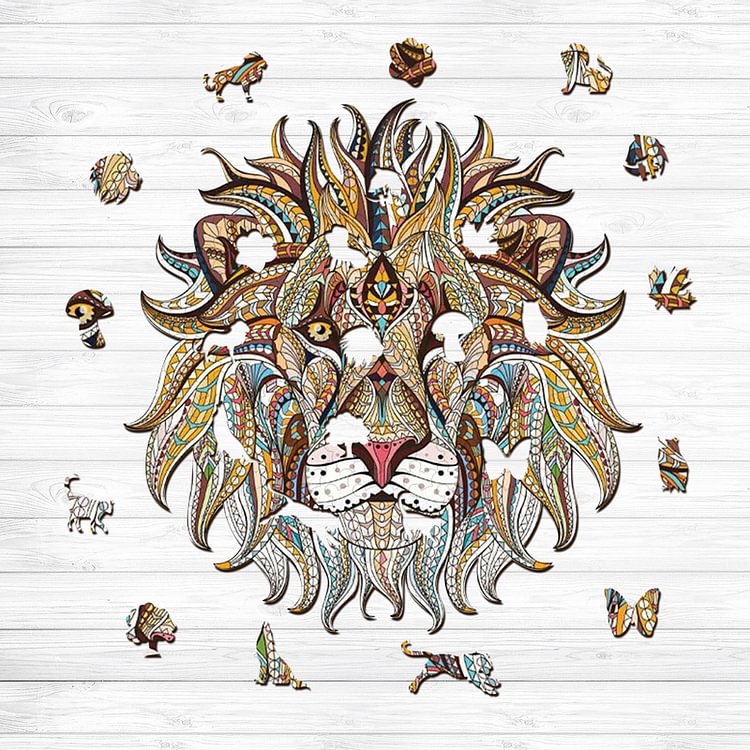 Tribal Lion Wooden Jigsaw Puzzle