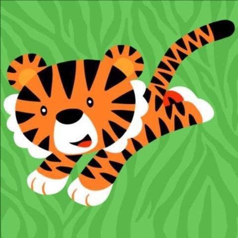 DIY Acrylic Painting, Paint by Number Kits for Kids Beginner - Jumping Tiger 8" x 8"、bestdiys、sdecorshop