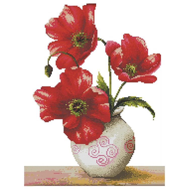 Blooming Poppies - 14Ct Stamped Cross Stitch Kit 42*33CM