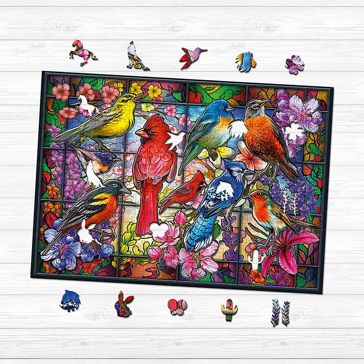 Glass Birds Wooden Puzzle