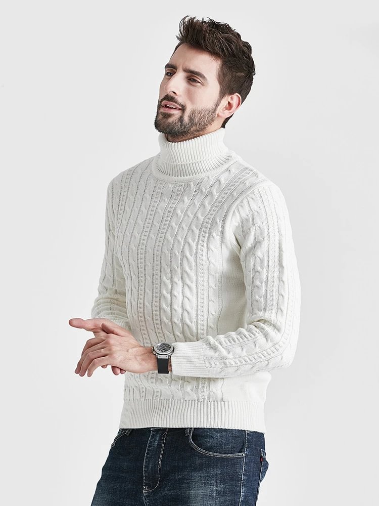 High Neck Versatile Men's Sweater-Corachic