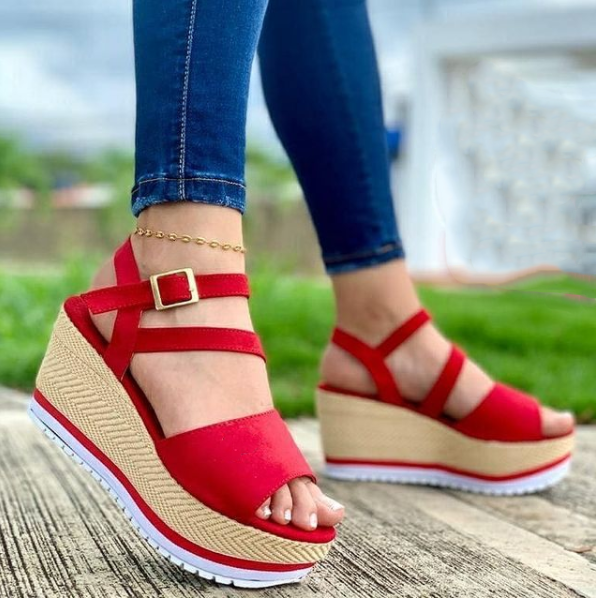 Women‘s Fashionable Wedge Woven Sole Comfortable Sandals