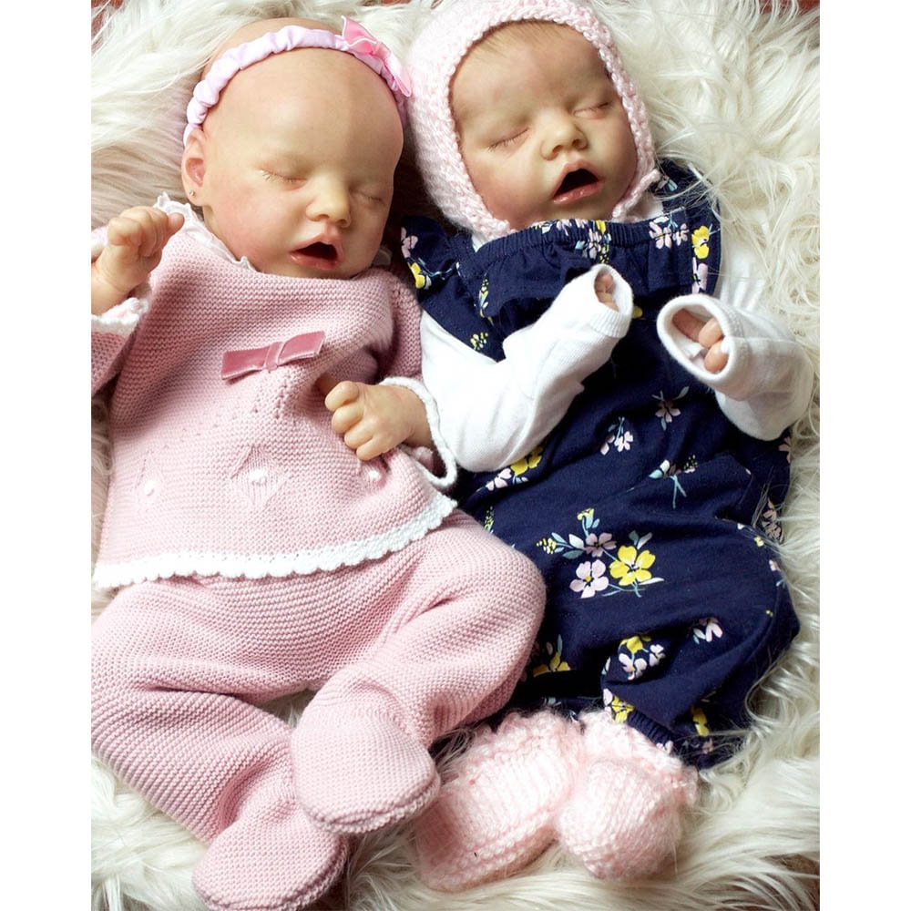 Kids Holiday Idea Gifts Reborn Twins Sister Girls 17'' Lifelike Sleeping Reborn Baby Dolls Maegen and Yrtendre 2022