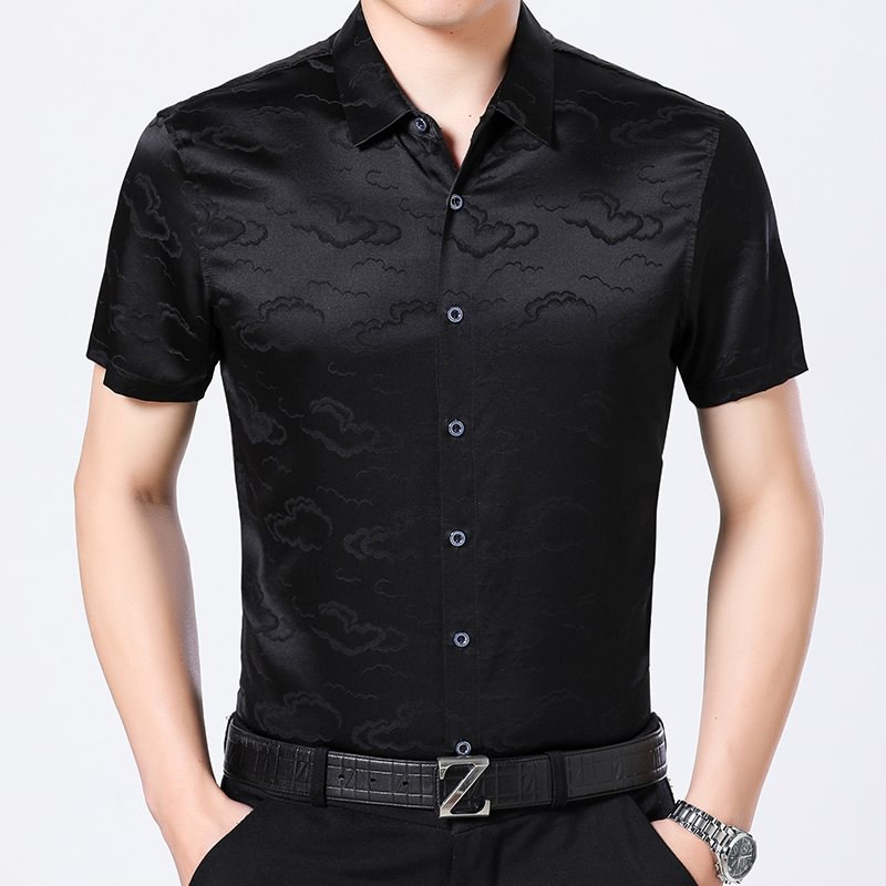 Black Silk Shirt Elective Men's Summer Fashion Top