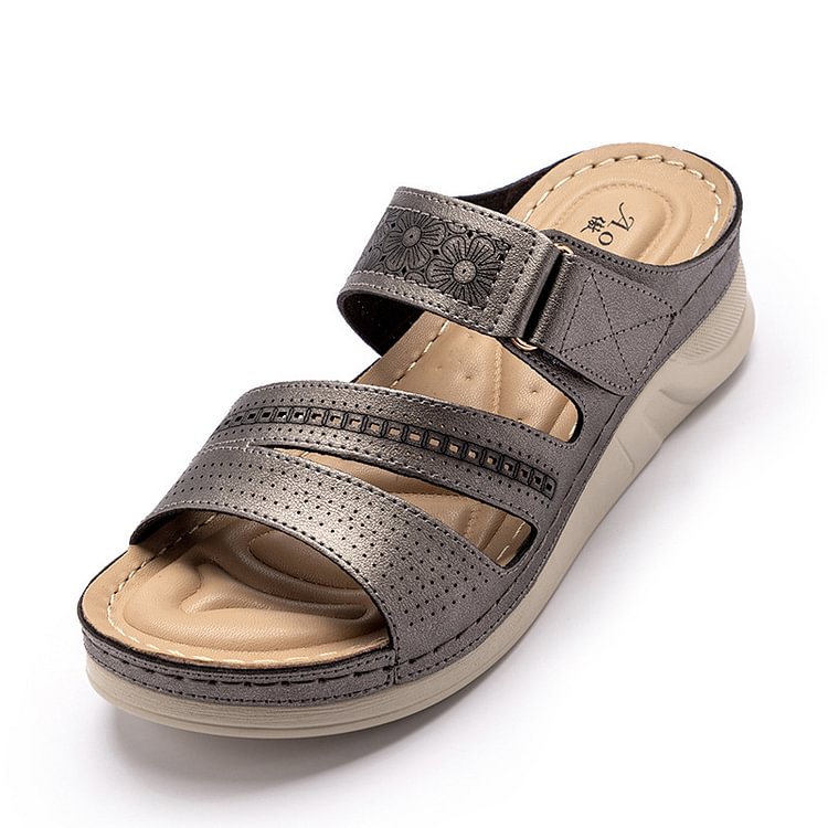 Retro Slippers Women's Slope with Large Size Thick-soled Casual Velcro Women Sandals