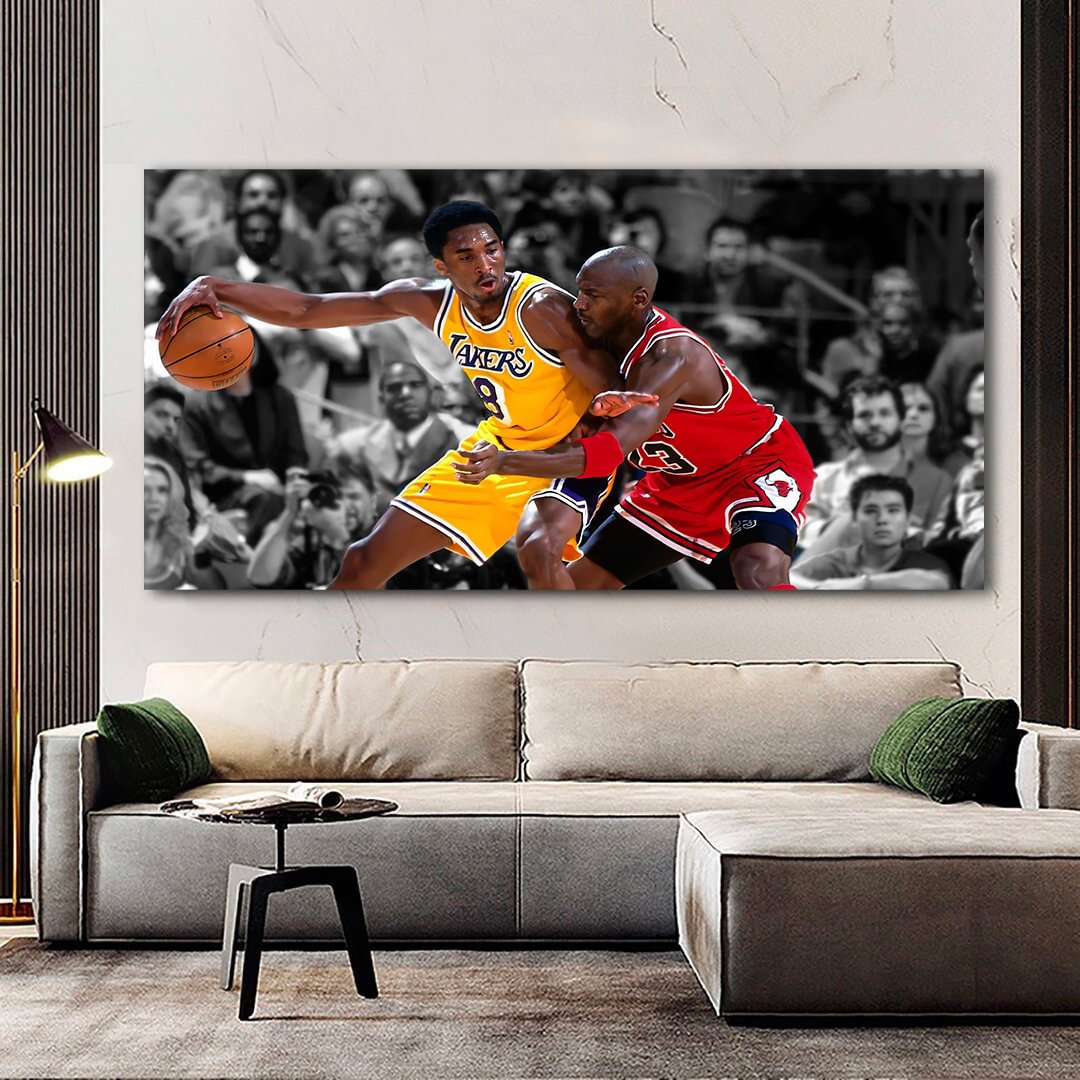 Kobe Bryant VS Michael Jordan Canvas Wall Art