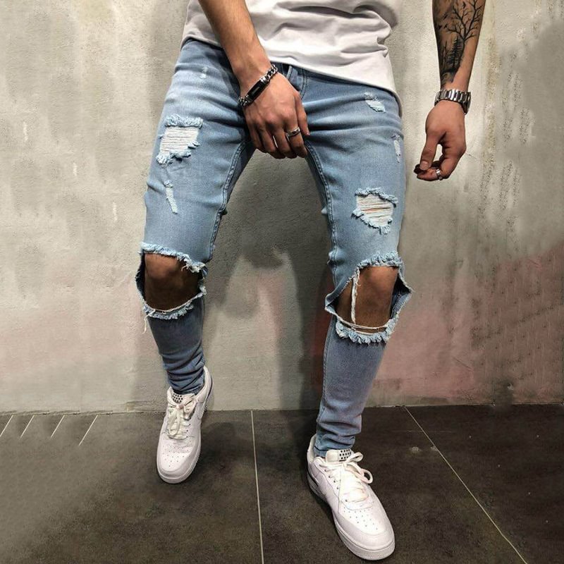 Men's Casual Ripped Fashion Jeans - Krazyskull