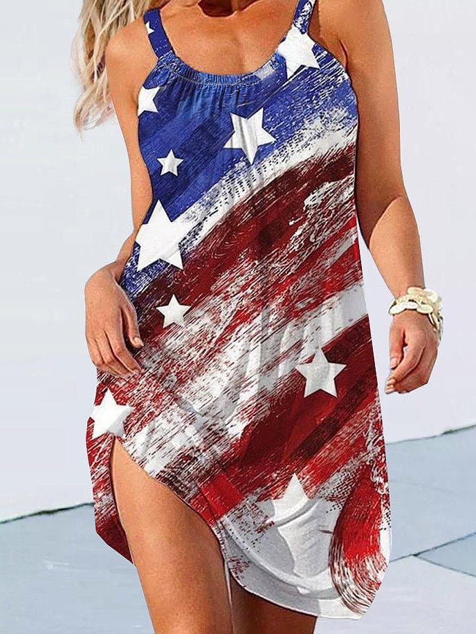 American Flag Star Sleeveless Mini Dress
