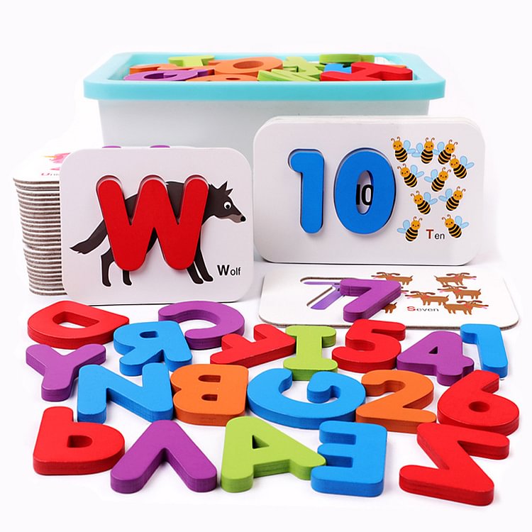 Alphabets and Numbers Wooden Flash Cards-Mayoulove