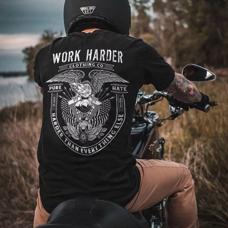 UPRANDY Work Harder Printed Black Casual Men's T-shirt -  UPRANDY