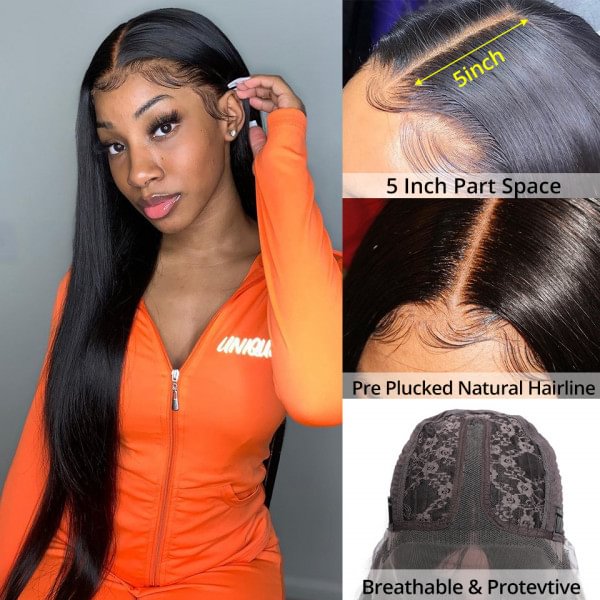 💥 Affordable  💥 Undetectable 5×5 Lace Closure Wigs | Black Staight Hair Wigs | Upgraded 2.0