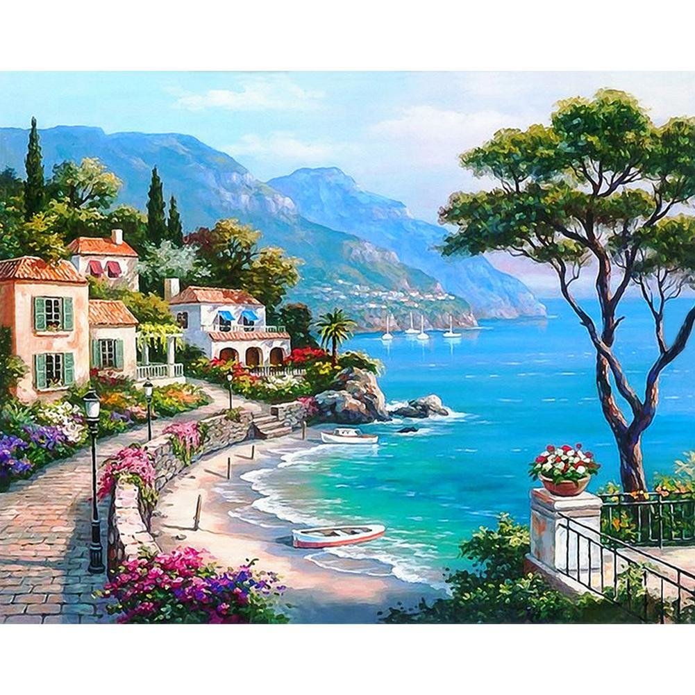 Partial Special Shaped Diamond Painting Seaside Villa