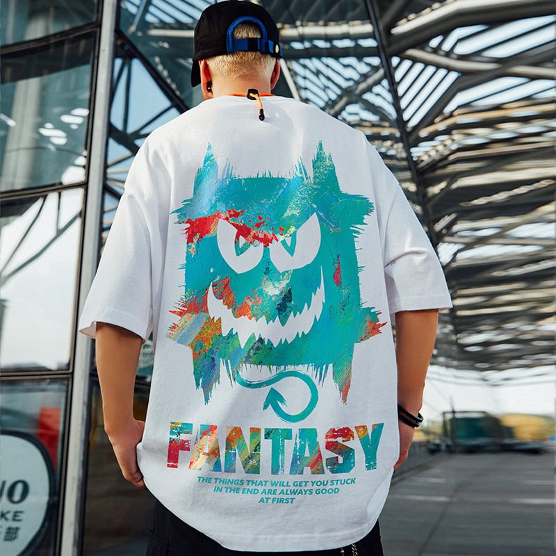 Graffiti Printed Hip Hop Fantasy Print T-shirts-VESSFUL