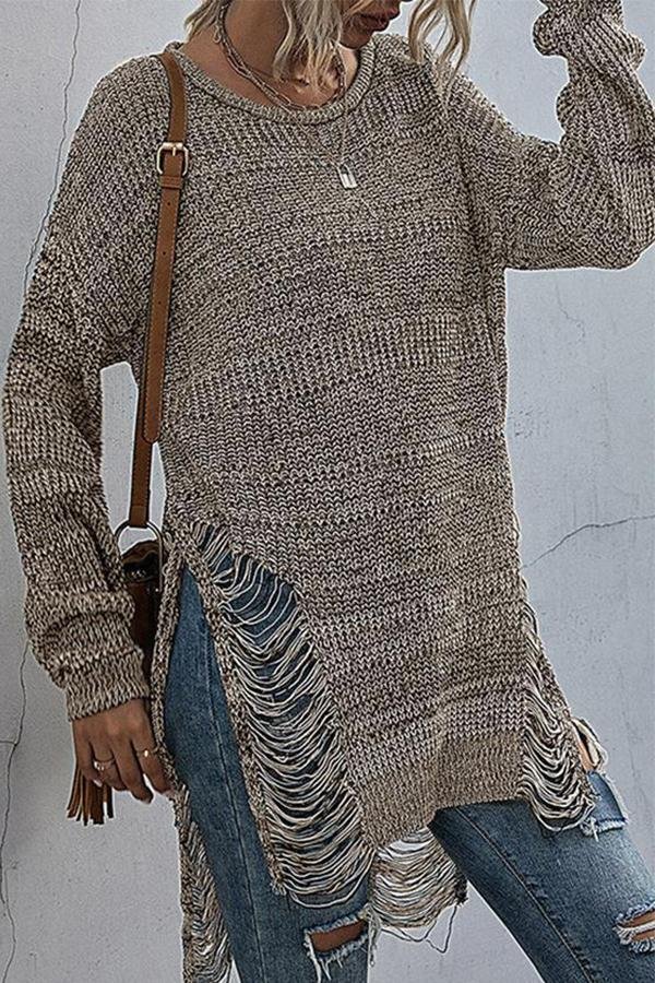 Womens Cozy Long Sleeve Casual Midi Sweater-Allyzone-Allyzone