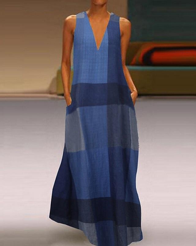 Women's A-Line Dress Maxi long Dress Sleeveless Color Block Summer Hot Elegant Maxi Dress Blue Red Yellow M L XL-Corachic