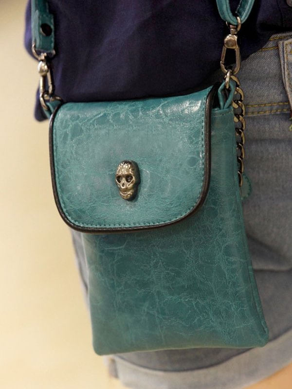 Fashion Chains Skull PU Mini Cross-body Bag