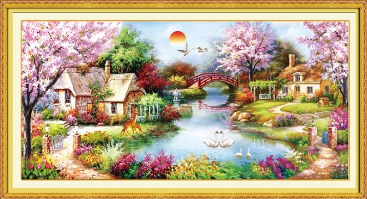 (11Ct Counted/Stamped) Cottage Garden - Cross Stitch Kit -100*43CM