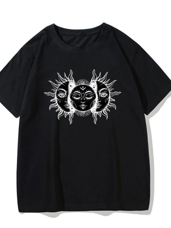 Dark Goth Sun Printed Oversize T-shirt