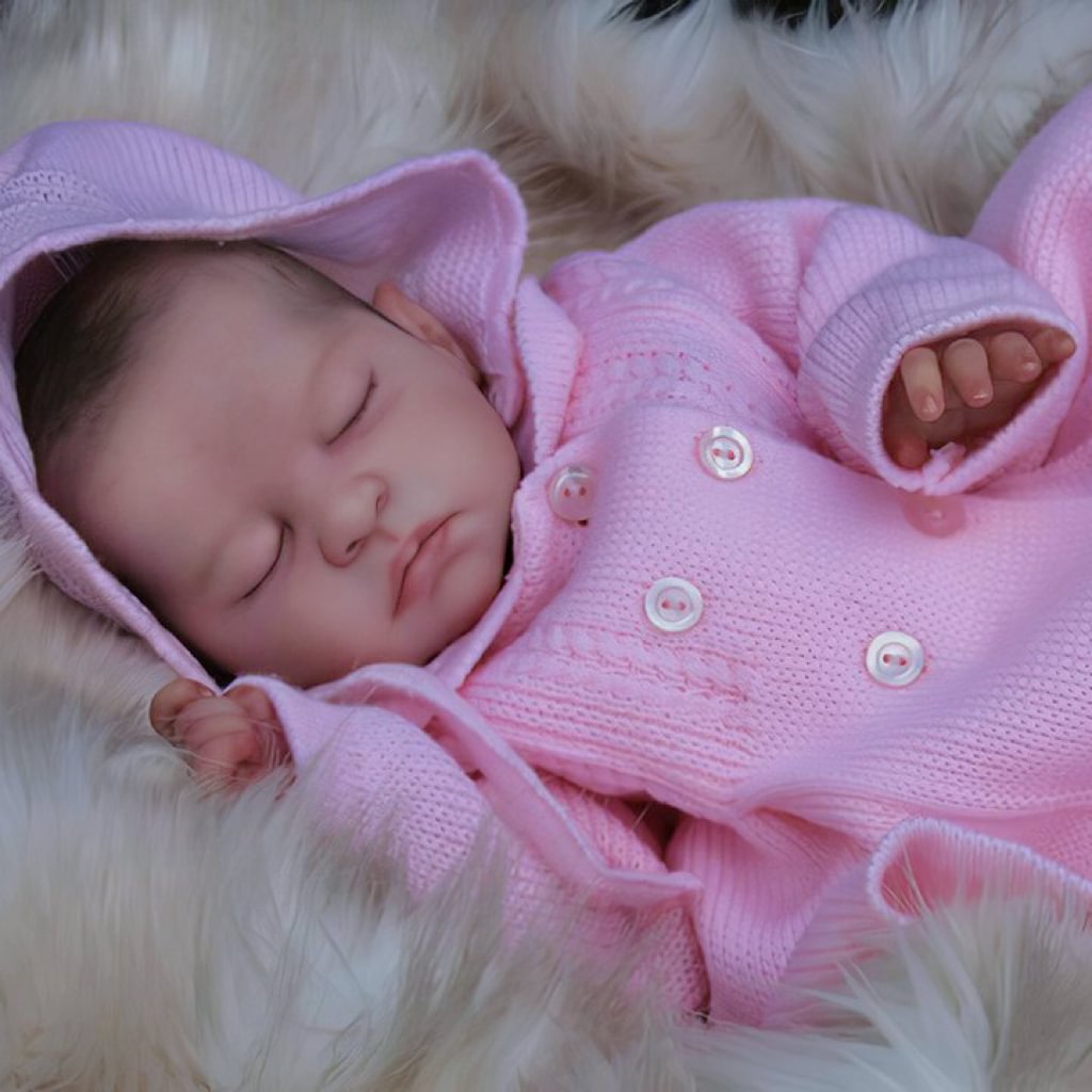 17" Cute Lifelike Asleep Caucasian Reborn Gril Doll Winel,Gift for Kids