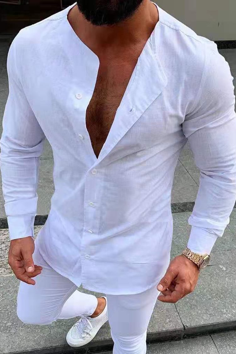 Tiboyz Men's Casual Button Long Sleeve Shirt