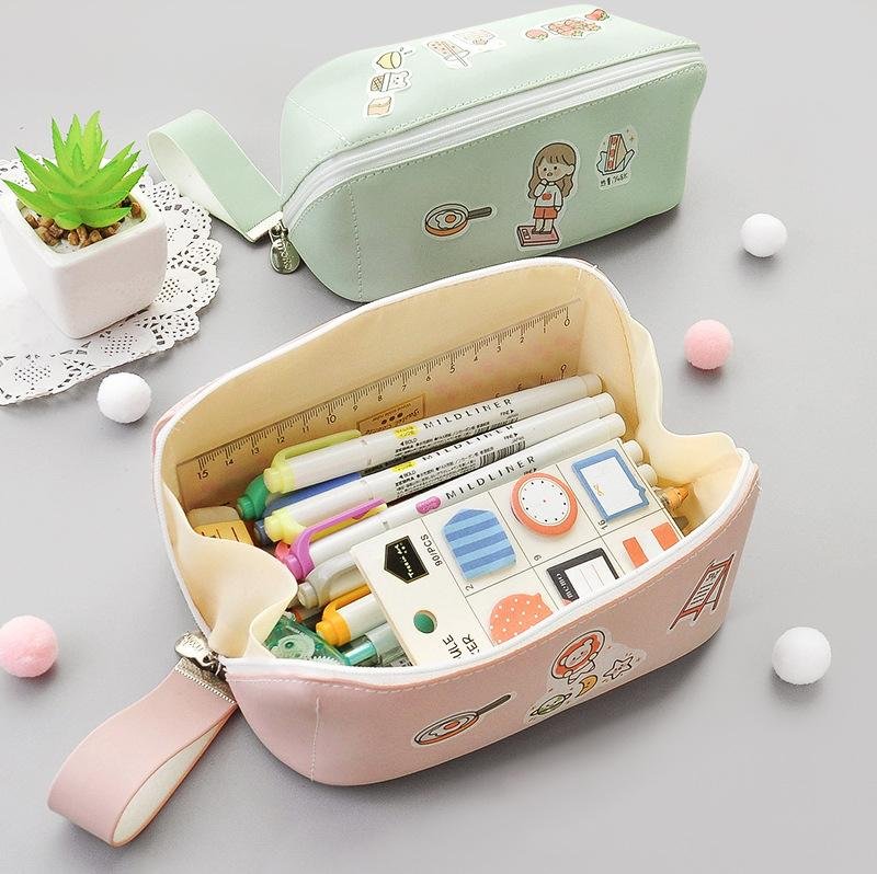 PU Solid Color Pencil Case