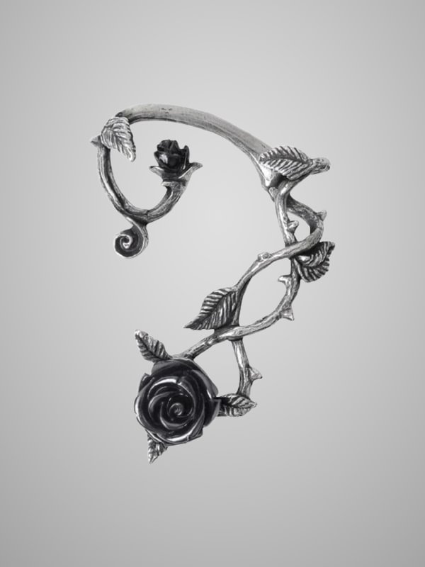 Dark Black Rose Earrings