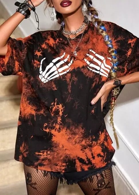 Halloween Tie Dye Skeleton Hand T-Shirt Tee - CODLINS - Codlins