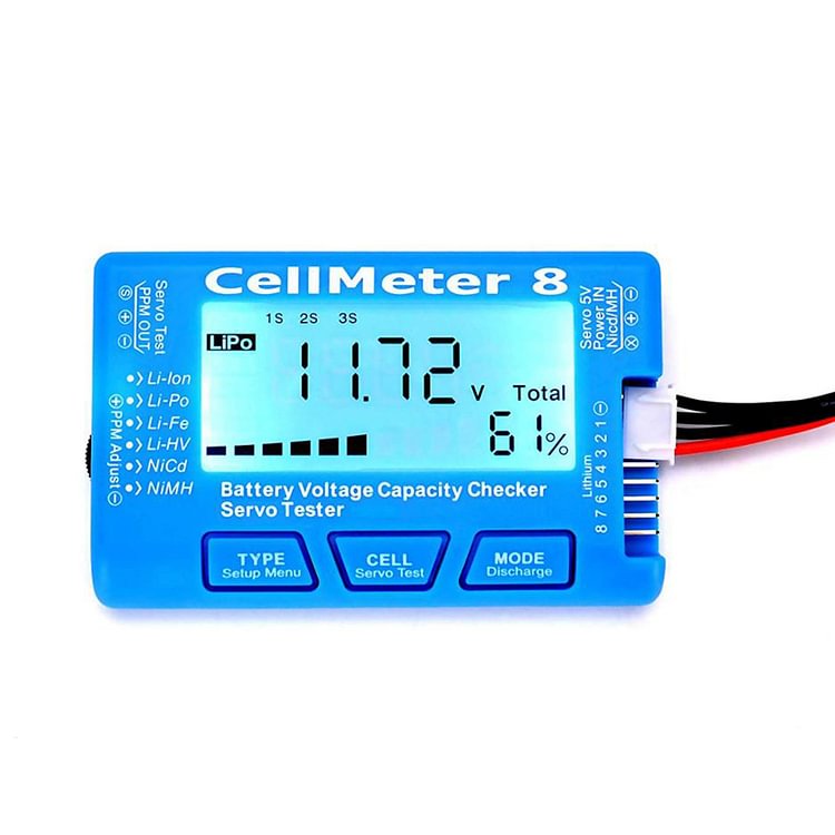Digital Battery Capacity Checker CellMeter 8 LiFe Battery Voltage Tester