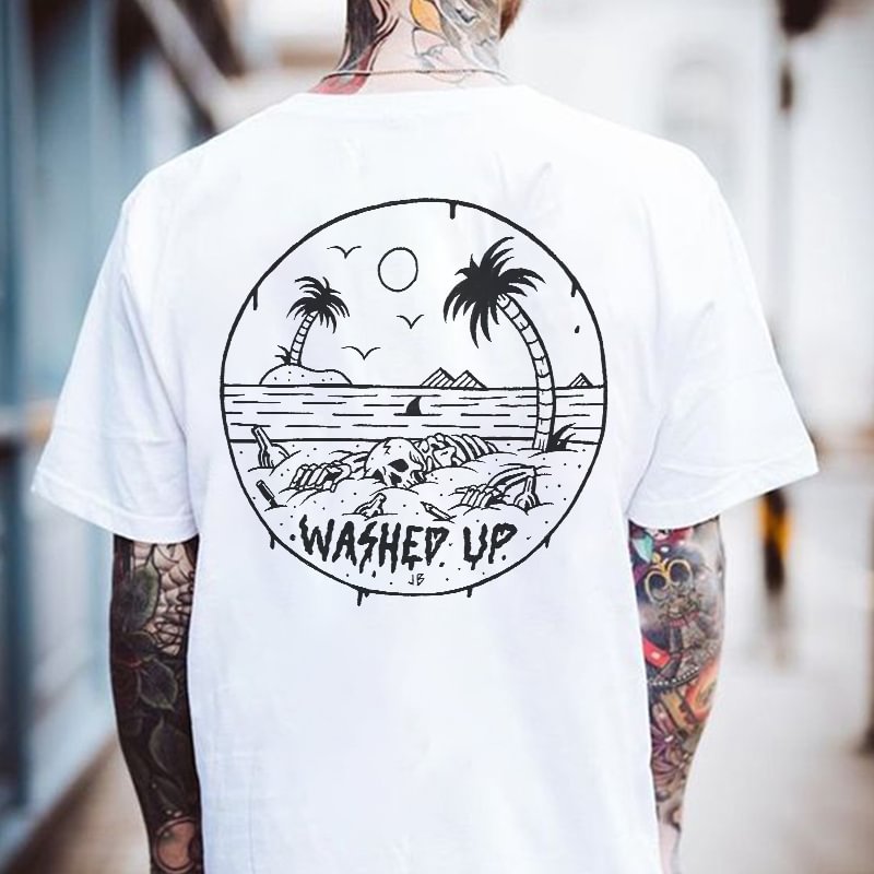 Washed Up Printed Loose Men's T-shirt - Krazyskull