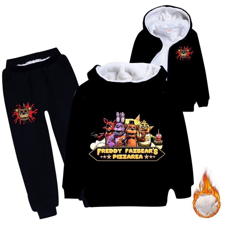 Mayoulove Five Nights At Freddy Print Girls Boys Fleece Lined Hoodie Sweatpants-Mayoulove